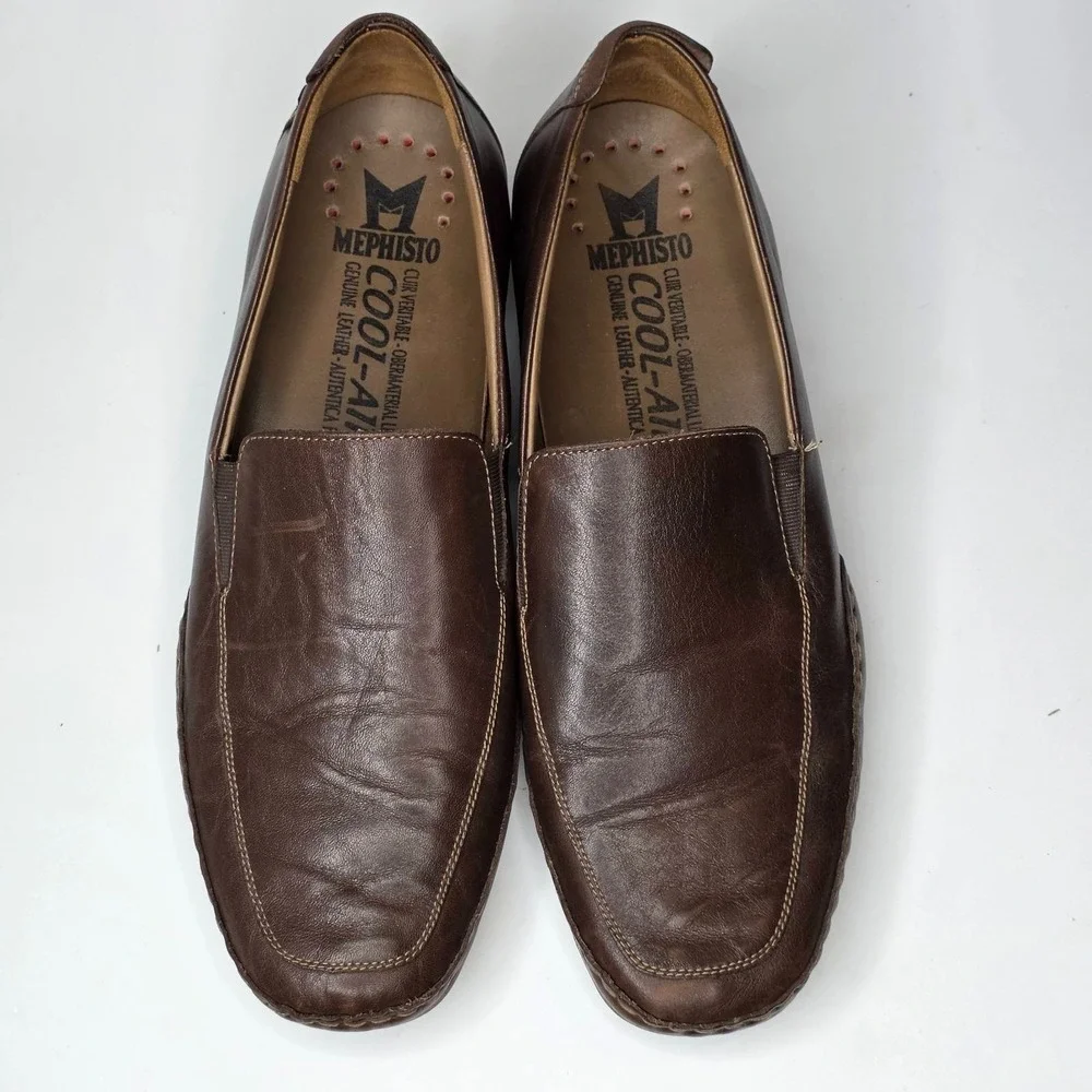 Mephisto Cool-Air Shoes Men's Size 11.5 Brown Leather Slip On Comfort Loafers